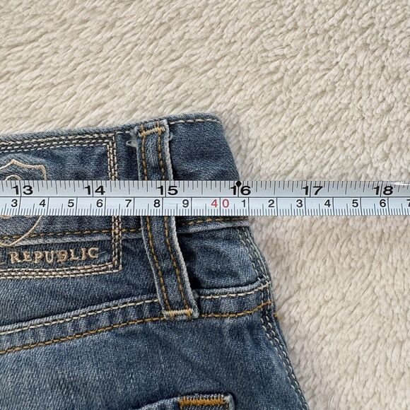 Rock Republic Neil Men Straight Leg Straight Fit Jeans 32x26 Blue Y2K Distressed - Picture 3 of 3